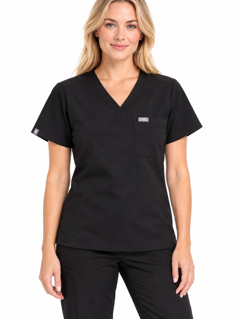 FIGS Size XS Technical Collection Women's Classic V-Neck Scrub Top in Black